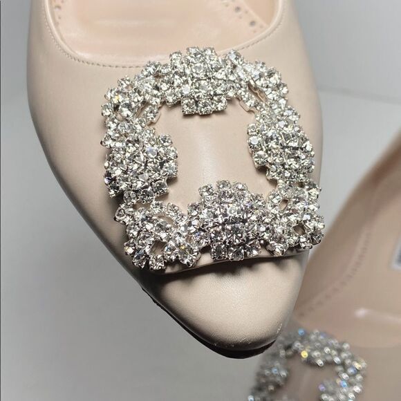 Manolo Blahnik Hangisi 25 Embellished Leather Flats size 36.5 - Picture 7 of 10